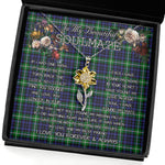 To My Beautiful Soulmate Sunflower Necklace In Your Eyes I Have Found My Home Clan Forbes Lyon Court Tartan Jewelry For Girlfriend, Tartan Sunflower Pendant Necklace, Scottish Tartan Jewelry, valentine necklace, necklace girlfriend, necklace for wife, cute necklaces for girlfriend, jewelry for girlfriend, to my soulmate necklace, to my future wife necklace