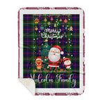 Personalized Gift Tartan Plaid Blanket Clan Malcolm With Funny Santa Snowman Reindeer Merry Christmas Gift Sherpa Blanket, blue plaid sherpa blanket,blue tartan sherpa blanket,Buchan,buffalo plaid sherpa blanket,christmas sherpa blanket,Christmas Throw Blanket