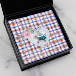 Sea Turtle Necklace Gift for My Beautiful Girlfriend Valentines Necklace Clan Boswell Modern Tartan Blue Turtle Necklace