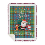 Personalized Gift Tartan Plaid Blanket Clan Whitelaw With Funny Santa Snowman Reindeer Merry Christmas Gift Sherpa Blanket, blue plaid sherpa blanket,blue tartan sherpa blanket,Buchan,buffalo plaid sherpa blanket,christmas sherpa blanket,Christmas Throw Blanket