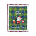 Personalized Gift Tartan Plaid Blanket Clan Marjoribanks Ancient With Funny Santa Snowman Reindeer Merry Christmas Fleece Blanket, Home Living Room, Plaid Blanket, Tartan Blanket, Scottish Blanket, Buffalo fleece blanket, Christmas Blanket