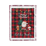 Personalized Gift Tartan Plaid Blanket Clan Belshes With Funny Santa Snowman Reindeer Merry Christmas Fleece Blanket, Home Living Room, Plaid Blanket, Tartan Blanket, Scottish Blanket, Buffalo fleece blanket, Christmas Blanket