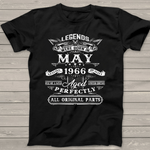 Scotstee Shop - 55th Birthday Vintage For Legends Born In May 1966 Birthday Shirt