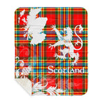 Sherpa Blanket - Tartan Blanket Thistle and Lion Scottish Clan Chattan Modern Plaid Blanket, plaid sherpa blanket queen,purple sherpa blanket,queen sherpa blanket,queen size sherpa blanket,red sherpa blanket,scottish tartan blankets,sherpa blanket,sherpa christmas blanket