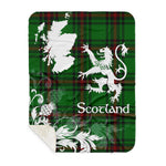 Sherpa Blanket - Tartan Blanket Thistle and Lion Scottish Clan Fife District Plaid Blanket, plaid sherpa blanket queen,purple sherpa blanket,queen sherpa blanket,queen size sherpa blanket,red sherpa blanket,scottish tartan blankets,sherpa blanket,sherpa christmas blanket