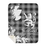 Sherpa Blanket - Tartan Blanket Thistle and Lion Scottish Clan Glendinning Plaid Blanket, plaid sherpa blanket queen,purple sherpa blanket,queen sherpa blanket,queen size sherpa blanket,red sherpa blanket,scottish tartan blankets,sherpa blanket,sherpa christmas blanket