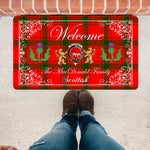Welcome Mat Scottish Clan MacDonalds Of Sleat Tartan Door Mat, Plaid Doormat With Thistle and Two Lion Scottish