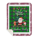 Personalized Gift Tartan Plaid Blanket Clan Elphinstone Hunting With Funny Santa Snowman Reindeer Merry Christmas Gift Sherpa Blanket, blue plaid sherpa blanket,blue tartan sherpa blanket,Buchan,buffalo plaid sherpa blanket,christmas sherpa blanket,Christmas Throw Blanket