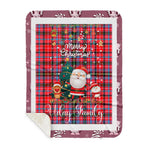 Personalized Gift Tartan Plaid Blanket Clan Udny With Funny Santa Snowman Reindeer Merry Christmas Gift Sherpa Blanket, blue plaid sherpa blanket,blue tartan sherpa blanket,Buchan,buffalo plaid sherpa blanket,christmas sherpa blanket,Christmas Throw Blanket