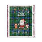 Scotstee Shop - Personalized Gift Tartan Plaid Blanket Clan Forsyth Ancient With Funny Santa Snowman Reindeer Merry Christmas Gift Fleece  Blanket