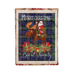 Personalized Gift Plaid Tartan Blanket Clan Baird With Moose Lover Xmas Gift Santa Riding Christmas Fleece Blanket