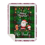 Personalized Gift Tartan Plaid Blanket Clan Fife With Funny Santa Snowman Reindeer Merry Christmas Gift Sherpa Blanket, blue plaid sherpa blanket,blue tartan sherpa blanket,Buchan,buffalo plaid sherpa blanket,christmas sherpa blanket,Christmas Throw Blanket