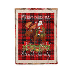 Personalized Gift Plaid Tartan Blanket Clan Ettrick District With Moose Lover Xmas Gift Santa Riding Christmas Fleece Blanket