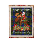 Personalized Gift Plaid Tartan Blanket Clan Dawson With Moose Lover Xmas Gift Santa Riding Christmas Fleece Blanket