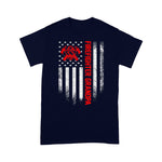 Scotstee Shop - Vintage USA American Flag Firefighter Grandpa Silhouette 4th Of July Shirt