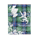 Scotstee Shop Tartan Plaid Fleece Blankets Thistle and Lion Scottish Clan Sutherland Old Ancient Plaid Blanket