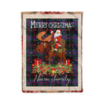 Personalized Gift Plaid Tartan Blanket Clan Nairn With Moose Lover Xmas Gift Santa Riding Christmas Fleece Blanket