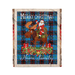 Personalized Gift Plaid Tartan Blanket Clan Home Ancient With Moose Lover Xmas Gift Santa Riding Christmas Fleece Blanket