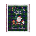 Personalized Gift Tartan Plaid Blanket Clan Shaw Modern With Funny Santa Snowman Reindeer Merry Christmas Fleece Blanket, Home Living Room, Plaid Blanket, Tartan Blanket, Scottish Blanket, Buffalo fleece blanket, Christmas Blanket
