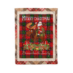 Personalized Gift Plaid Tartan Blanket Clan Donnachaidh Robertson With Moose Lover Xmas Gift Santa Riding Christmas Fleece Blanket