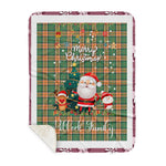 Personalized Gift Tartan Plaid Blanket Clan Pollock Hunting With Funny Santa Snowman Reindeer Merry Christmas Gift Sherpa Blanket, blue plaid sherpa blanket,blue tartan sherpa blanket,Buchan,buffalo plaid sherpa blanket,christmas sherpa blanket,Christmas Throw Blanket