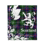Scotstee Shop Tartan Plaid Fleece Blankets Thistle and Lion Scottish Clan Sutherland Plaid Blanket