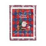 Personalized Gift Tartan Plaid Blanket Clan Galloway With Funny Santa Snowman Reindeer Merry Christmas Fleece Blanket, Christmas Blanket, Plaid Blanket, Tartan Blanket,Scottish Blanket