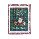 Personalized Gift Tartan Plaid Blanket Clan Sinclair Hunting Ancient With Funny Santa Snowman Reindeer Merry Christmas Fleece Blanket, Home Living Room, Plaid Blanket, Tartan Blanket, Scottish Blanket, Buffalo fleece blanket, Christmas Blanket