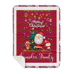 Personalized Gift Tartan Plaid Blanket Clan Lumsden of Clova With Funny Santa Snowman Reindeer Merry Christmas Gift Sherpa Blanket, blue plaid sherpa blanket,blue tartan sherpa blanket,Buchan,buffalo plaid sherpa blanket,christmas sherpa blanket,Christmas Throw Blanket