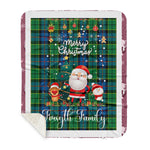 Personalized Gift Tartan Plaid Blanket Clan Forsyth Ancient With Funny Santa Snowman Reindeer Merry Christmas Gift Sherpa Blanket, blue plaid sherpa blanket,blue tartan sherpa blanket,Buchan,buffalo plaid sherpa blanket,christmas sherpa blanket,Christmas Throw Blanket