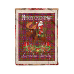Personalized Gift Plaid Tartan Blanket Clan Lumsden Modern With Moose Lover Xmas Gift Santa Riding Christmas Fleece Blanket