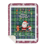 Personalized Gift Tartan Plaid Blanket Clan MacThomas Ancient With Funny Santa Snowman Reindeer Merry Christmas Gift Sherpa Blanket, blue plaid sherpa blanket,blue tartan sherpa blanket,Buchan,buffalo plaid sherpa blanket,christmas sherpa blanket,Christmas Throw Blanket