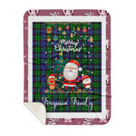 Personalized Gift Tartan Plaid Blanket Clan Ferguson of Balquhidder With Funny Santa Snowman Reindeer Merry Christmas Gift Sherpa Blanket, blue plaid sherpa blanket,blue tartan sherpa blanket,Buchan,buffalo plaid sherpa blanket,christmas sherpa blanket,Christmas Throw Blanket