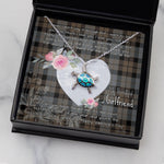 Sea Turtle Necklace Gift for My Beautiful Girlfriend Valentines Necklace Clan MacKay Weathered Tartan Blue Turtle Necklace