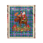 Personalized Gift Plaid Tartan Blanket Clan Ralston With Moose Lover Xmas Gift Santa Riding Christmas Fleece Blanket