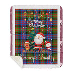 Personalized Gift Tartan Plaid Blanket Clan Carnegie Ancient With Funny Santa Snowman Reindeer Merry Christmas Gift Sherpa Blanket, blue plaid sherpa blanket,blue tartan sherpa blanket,Buchan,buffalo plaid sherpa blanket,christmas sherpa blanket,Christmas Throw Blanket