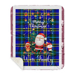 Personalized Gift Tartan Plaid Blanket Clan Weir With Funny Santa Snowman Reindeer Merry Christmas Gift Sherpa Blanket, blue plaid sherpa blanket,blue tartan sherpa blanket,Buchan,buffalo plaid sherpa blanket,christmas sherpa blanket,Christmas Throw Blanket