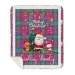 Personalized Gift Tartan Plaid Blanket Clan Lindsay Ancient With Funny Santa Snowman Reindeer Merry Christmas Gift Sherpa Blanket, blue plaid sherpa blanket,blue tartan sherpa blanket,Buchan,buffalo plaid sherpa blanket,christmas sherpa blanket,Christmas Throw Blanket