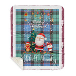 Personalized Gift Tartan Plaid Blanket Clan Mitchell Ancient With Funny Santa Snowman Reindeer Merry Christmas Gift Sherpa Blanket, blue plaid sherpa blanket,blue tartan sherpa blanket,Buchan,buffalo plaid sherpa blanket,christmas sherpa blanket,Christmas Throw Blanket