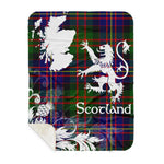 Sherpa Blanket - Tartan Blanket Thistle and Lion Scottish Clan Chalmers Plaid Blanket, plaid sherpa blanket queen,purple sherpa blanket,queen sherpa blanket,queen size sherpa blanket,red sherpa blanket,scottish tartan blankets,sherpa blanket,sherpa christmas blanket