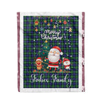 Personalized Gift Tartan Plaid Blanket Clan Forbes Modern With Funny Santa Snowman Reindeer Merry Christmas Fleece Blanket, Home Living Room, Plaid Blanket, Tartan Blanket, Scottish Blanket, Buffalo fleece blanket, Christmas Blanket