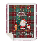 Personalized Gift Tartan Plaid Blanket Clan Crawford With Funny Santa Snowman Reindeer Merry Christmas Gift Sherpa Blanket, blue plaid sherpa blanket,blue tartan sherpa blanket,Buchan,buffalo plaid sherpa blanket,christmas sherpa blanket,Christmas Throw Blanket