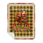 Personalized Gift Plaid Tartan Blanket Clan MacLeod of Lewis Ancient With Moose Lover Xmas Gift Santa Riding Plaid Christmas Sherpa Blanket
