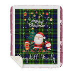 Personalized Gift Tartan Plaid Blanket Clan Campbell Of Breadalbane Modern With Funny Santa Snowman Reindeer Merry Christmas Gift Sherpa Blanket, blue plaid sherpa blanket,blue tartan sherpa blanket,Buchan,buffalo plaid sherpa blanket,christmas sherpa blanket,Christmas Throw Blanket