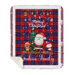 Personalized Gift Tartan Plaid Blanket Clan Graham of Menteith Red With Funny Santa Snowman Reindeer Merry Christmas Gift Sherpa Blanket, blue plaid sherpa blanket,blue tartan sherpa blanket,Buchan,buffalo plaid sherpa blanket,christmas sherpa blanket,Christmas Throw Blanket