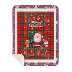 Personalized Gift Tartan Plaid Blanket Clan Maule With Funny Santa Snowman Reindeer Merry Christmas Gift Sherpa Blanket, blue plaid sherpa blanket,blue tartan sherpa blanket,Buchan,buffalo plaid sherpa blanket,christmas sherpa blanket,Christmas Throw Blanket