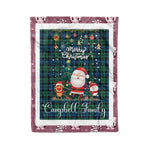 Personalized Gift Tartan Plaid Blanket Clan Campbell Ancient With Funny Santa Snowman Reindeer Merry Christmas Fleece Blanket, Home Living Room, Plaid Blanket, Tartan Blanket, Scottish Blanket, Buffalo fleece blanket, Christmas Blanket