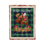 Personalized Gift Plaid Tartan Blanket Clan Abercrombie With Moose Lover Xmas Gift Santa Riding Christmas Fleece Blanket