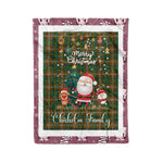 Personalized Gift Tartan Plaid Blanket Clan Chisholm Hunting With Funny Santa Snowman Reindeer Merry Christmas Fleece Blanket, Home Living Room, Plaid Blanket, Tartan Blanket, Scottish Blanket, Buffalo fleece blanket, Christmas Blanket