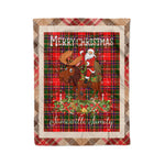 Personalized Gift Plaid Tartan Blanket Clan Somerville With Moose Lover Xmas Gift Santa Riding Christmas Fleece Blanket